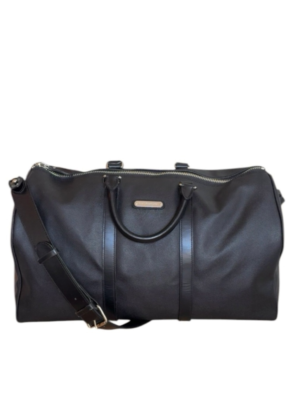 Polo Ralph Lauren Black Coated Canvas & Leather Travel Weekender Duffel Bag